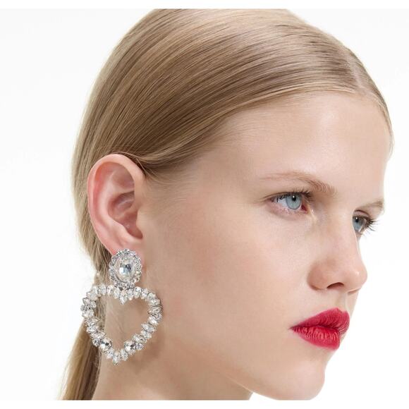 Self-Portrait Crystal Heart Earrings - Picture 1 of 8